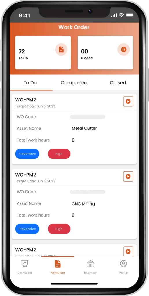 Fogwing Asset+ Mobile CMMS WorkOrder Todo