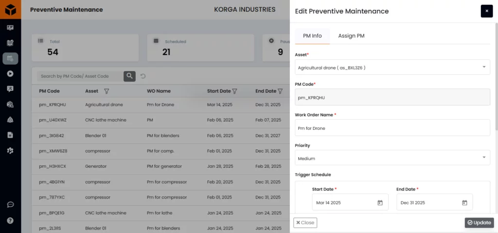 Preventive Maintenance Dashboard